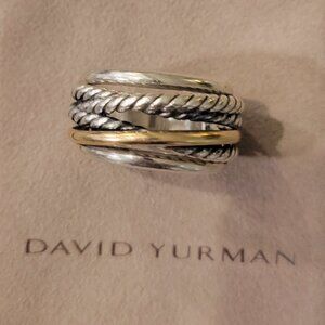 David Yurman narrow crossover ring - size 9 (sterling/14k)